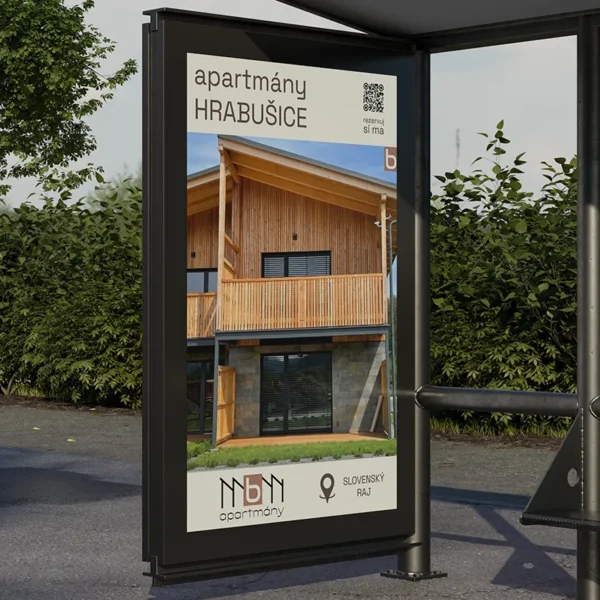 bus stop banner MBM Apartmány