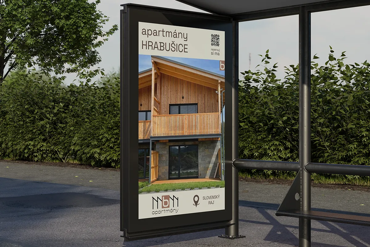 bus stop banner MBM Apartmány
