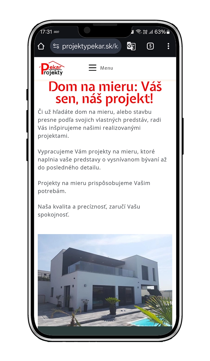 Tvorba web stránky Projekty Pekar